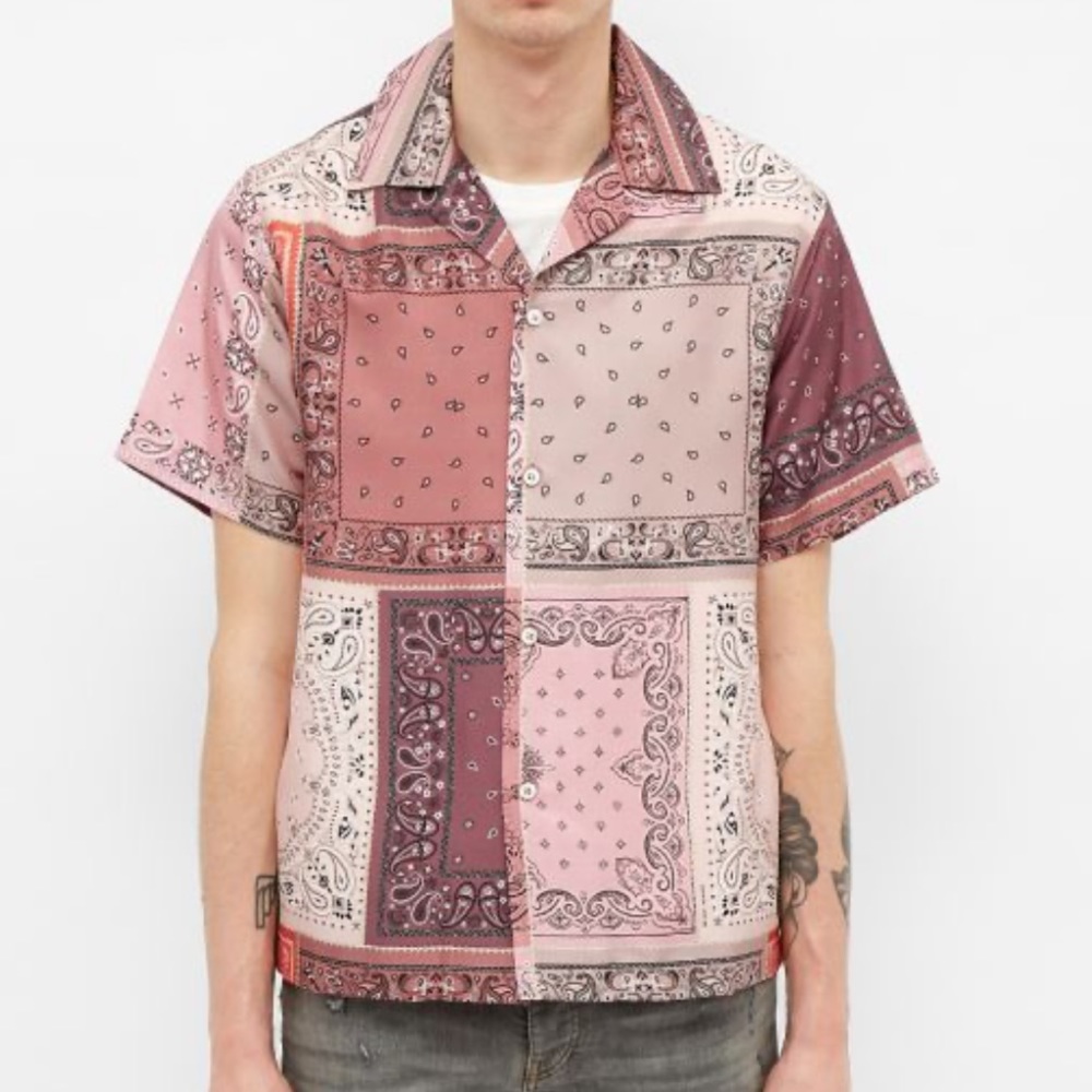 Amiri Pink Bandana-print Silk Shirt